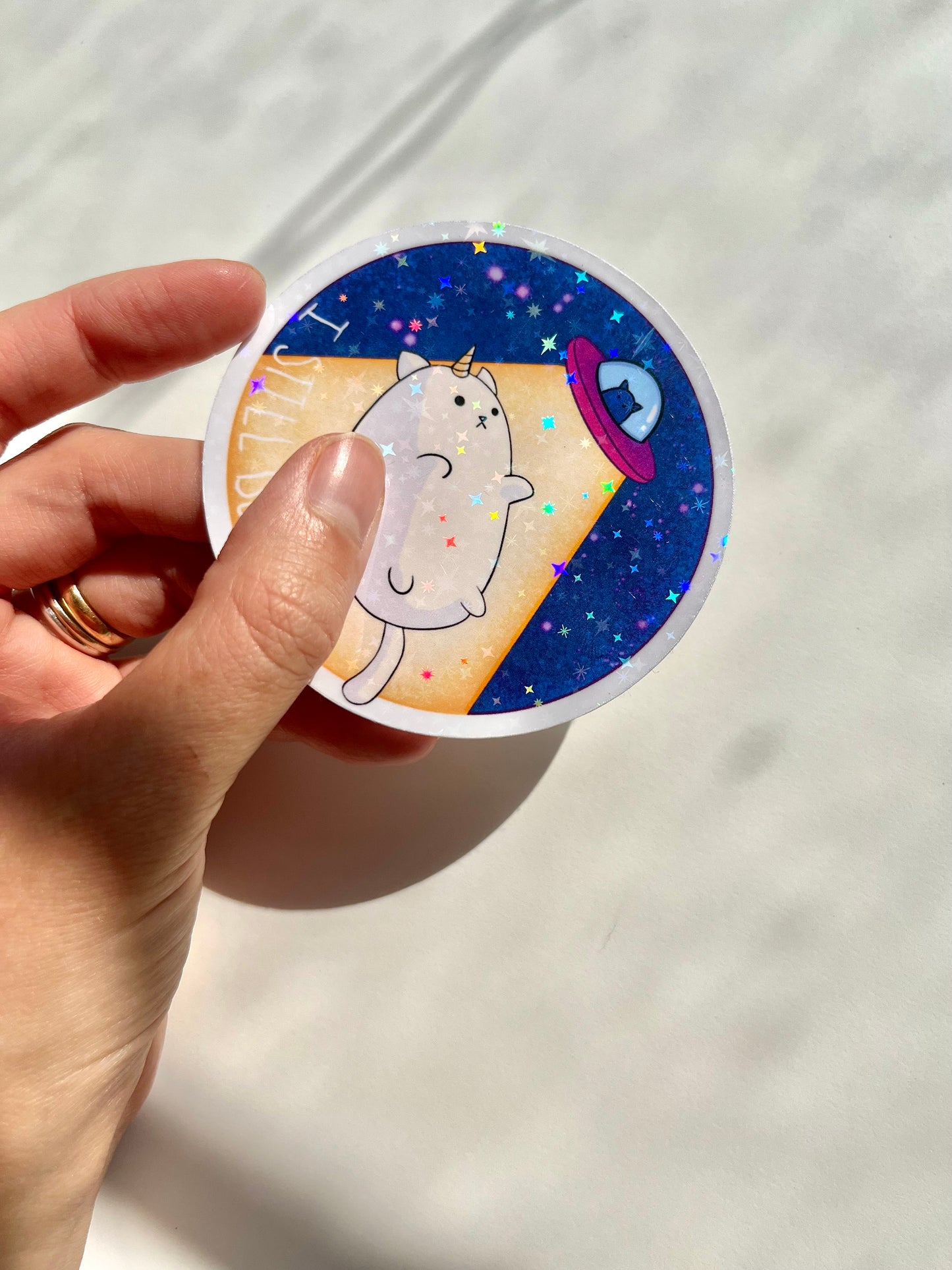 Caticorn "I Still Believe" Holographic Sticker